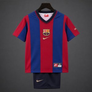 Retro Kids 98 99 Barcelona Home Jersey - Front