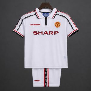 Retro Kids 98 99 Manchester United White Commemorative Jersey - Front