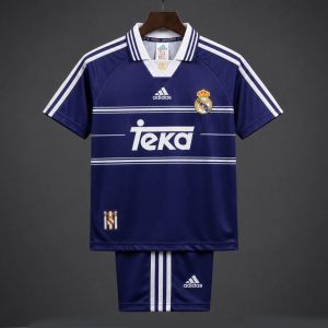 Retro Kids 98 99 Real Madrid Away Navy Jersey - Front