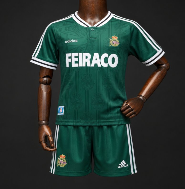 retro kids 99 00 deportivo de la coruna away green jersey front Retro Kids 99 00 Deportivo de La Coruna Away Green Jersey - Front