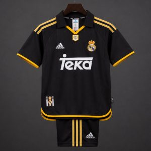Retro Kids 99 01 Real Madrid Away Black Jersey - Front