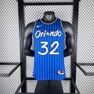 New arrivals 2019 Season Orlando Magic Retro Blue Pinstripe #32 Shaquille O'Neal Jersey - Image 1