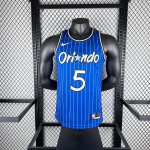 2019 Season Orlando Magic Retro Blue Pinstripe #5 Paolo Banchero Jersey - Image 1