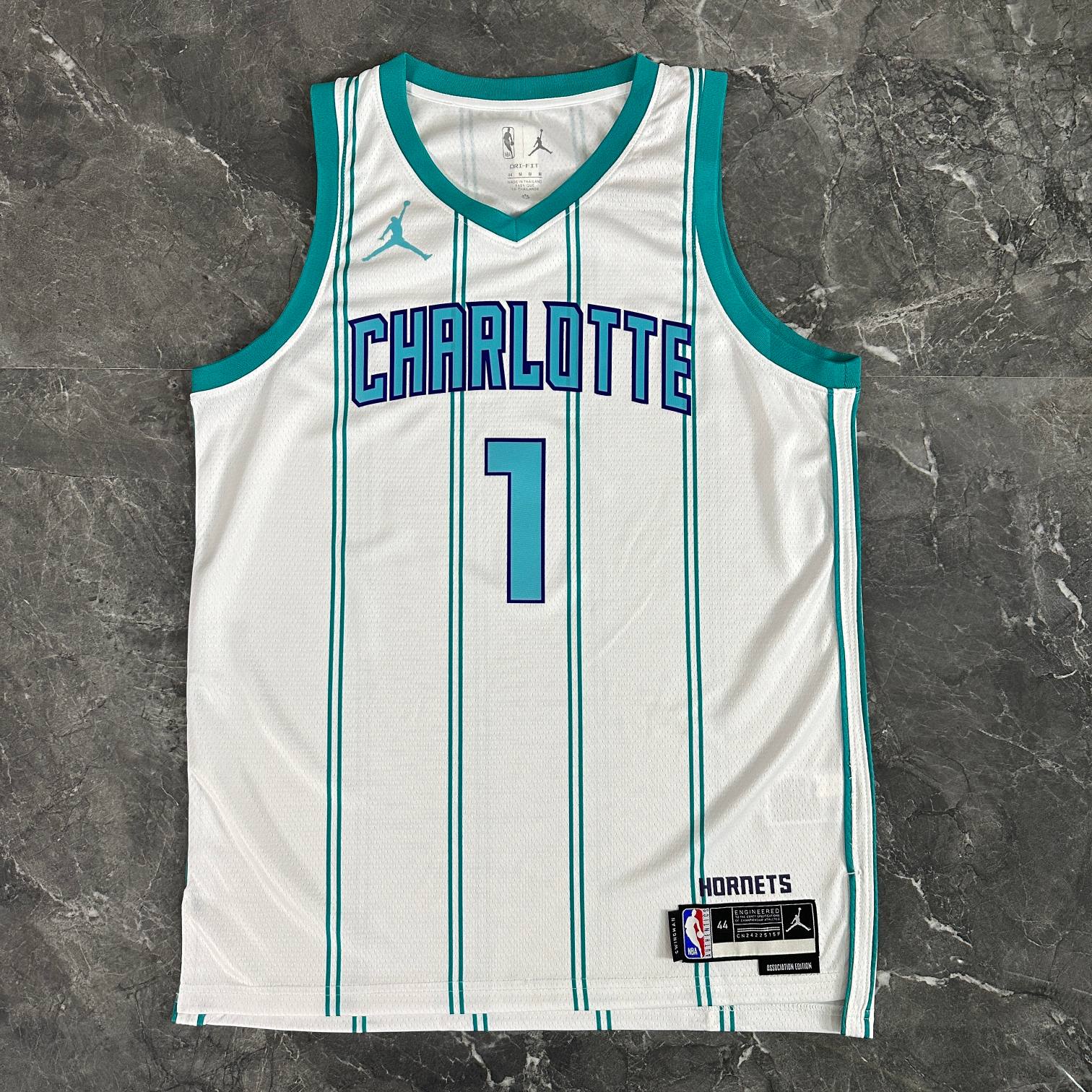 2023 season charlotte hornets home white #1 lamelo ball jersey image 1 2023 Season Charlotte Hornets Home White #1 LaMelo Ball Jersey - Image 1