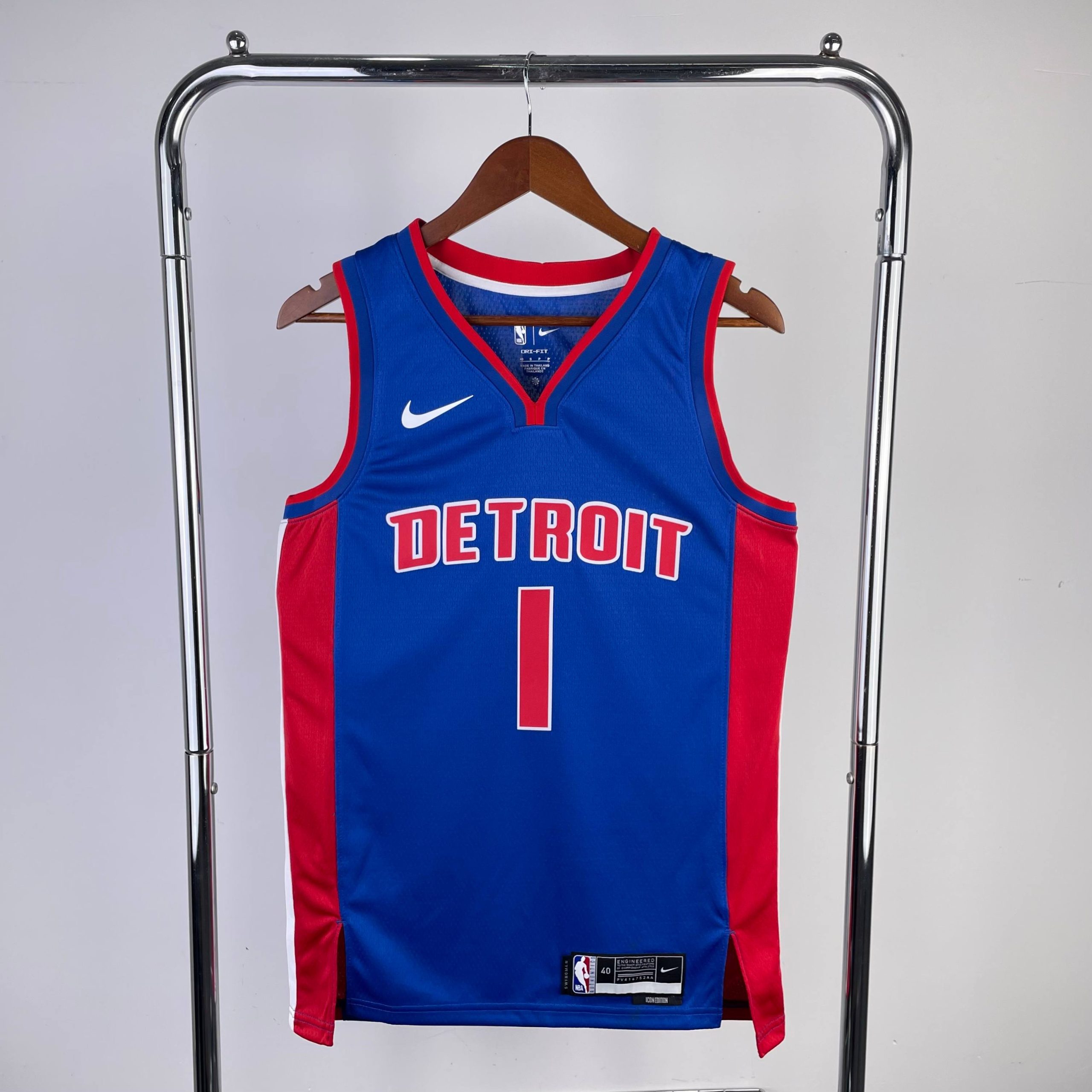 2023 season detroit pistons away blue #1 allen iverson jersey image 1 2023 Season Detroit Pistons Away Blue #1 Allen Iverson Jersey - Image 1