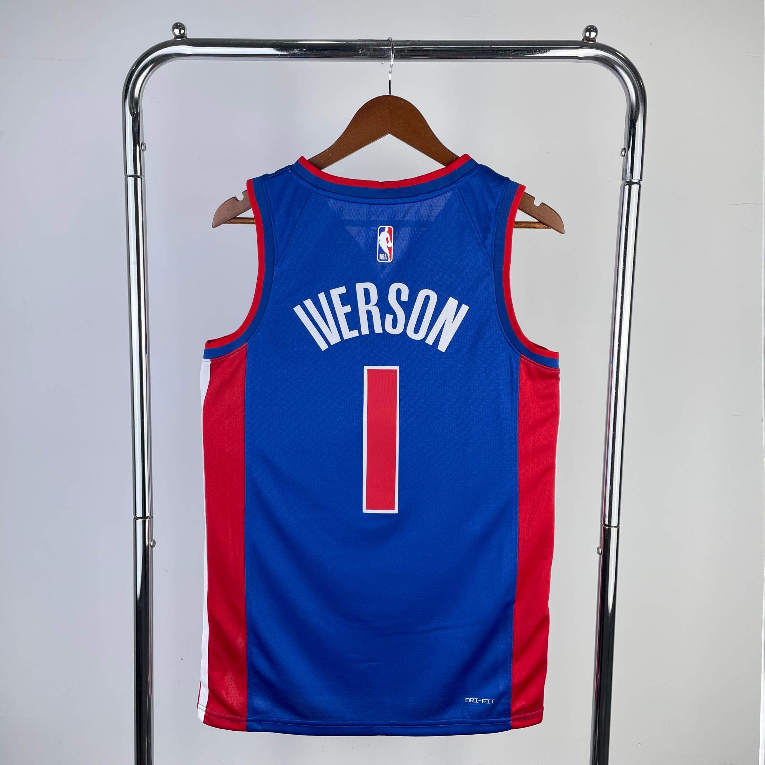 2023 season detroit pistons away blue #1 allen iverson jersey image 2 2023 Season Detroit Pistons Away Blue #1 Allen Iverson Jersey - Image 2
