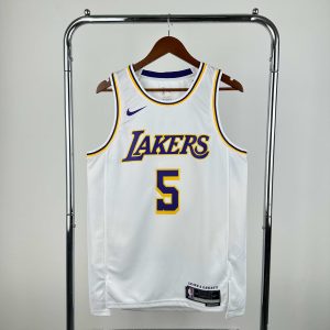 2023 Season Los Angeles Lakers Crew Neck White #5 Deandre Ayton Jersey - Image 1