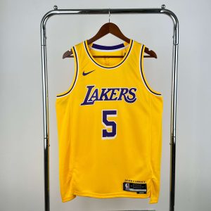 2023 Season Los Angeles Lakers Crew Neck Yellow #5 Deandre Ayton Jersey - Image 1