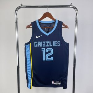 2023 Season Memphis Grizzlies Away Navy Blue #12 Ja Morant Jersey - Image 1
