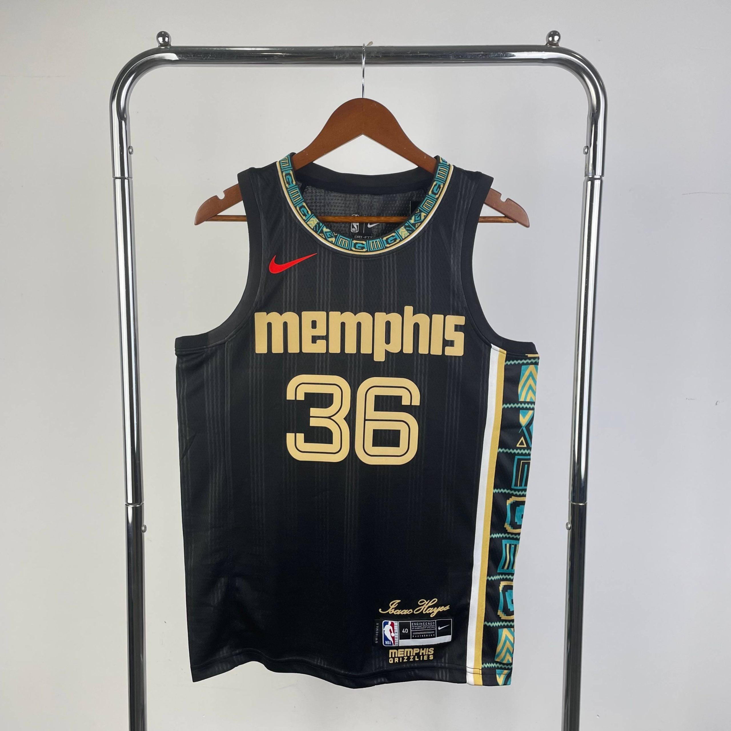 2023 season memphis grizzlies black pinstripe #36 marcus smart jersey image 1 2023 Season Memphis Grizzlies Black Pinstripe #36 Marcus Smart Jersey - Image 1