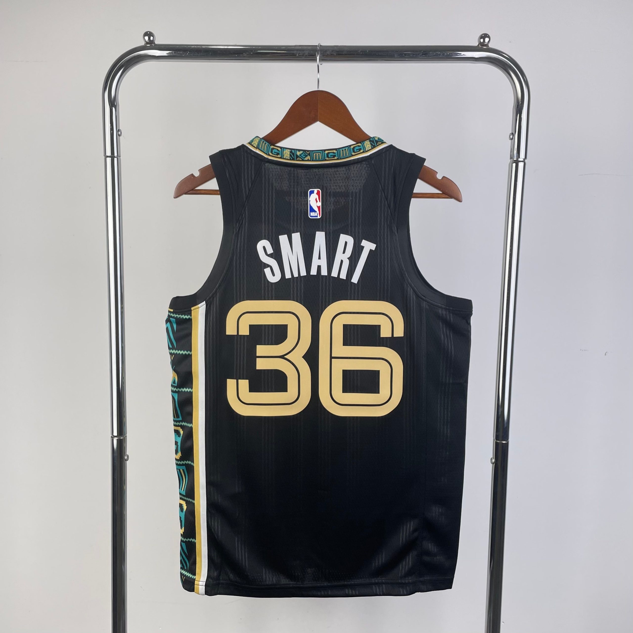 2023 season memphis grizzlies black pinstripe #36 marcus smart jersey image 2 2023 Season Memphis Grizzlies Black Pinstripe #36 Marcus Smart Jersey - Image 2