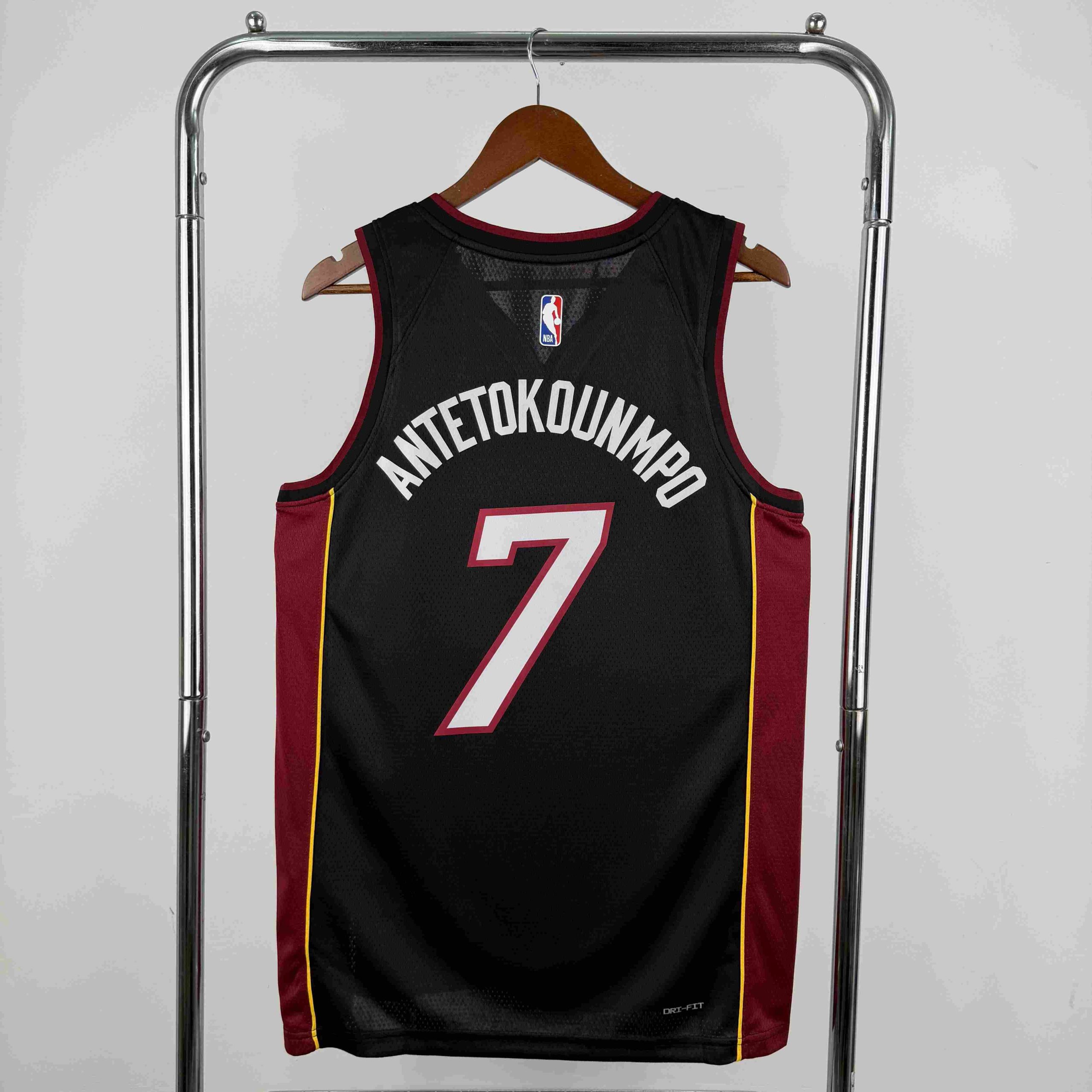 2023 season miami heat v neck black #7 giannis antetokounmpo jersey image 2 2023 Season Miami Heat V-Neck Black #7 Giannis Antetokounmpo Jersey - Image 2