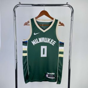 2023 Season Milwaukee Bucks Away Green #0 Damian Lillard Jersey - Image 1