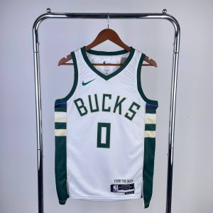 2023 Season Milwaukee Bucks Home White #0 Damian Lillard Jersey - Image 1
