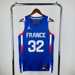 2024 Olympics France Blue #32 Victor Wembanyama Jersey - Image 1