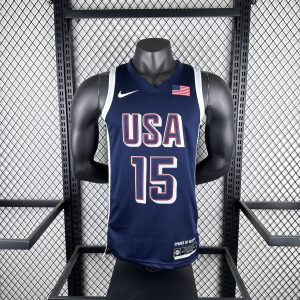 2024 Olympics USA Navy Blue #15 Devin Booker Jersey - Image 1