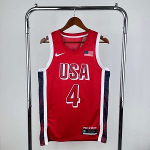 2024 Olympics USA Red #4 Stephen Curry Jersey - Image 1