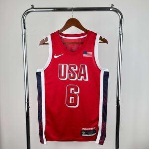 2024 Olympics USA Red #6 LeBron James Jersey - Image 1