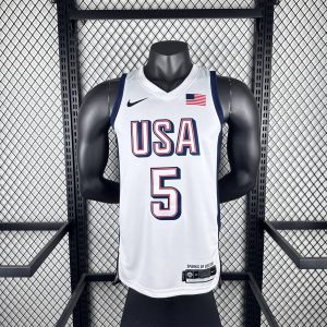 2024 Olympics USA White #5 Anthony Edwards Jersey - Image 1