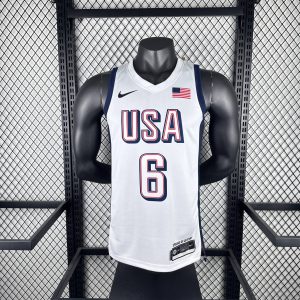2024 Olympics USA White #6 LeBron James Jersey - Image 1