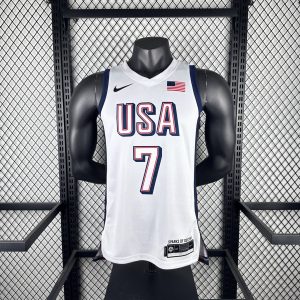 2024 Olympics USA White #7 Kevin Durant Jersey - Image 1