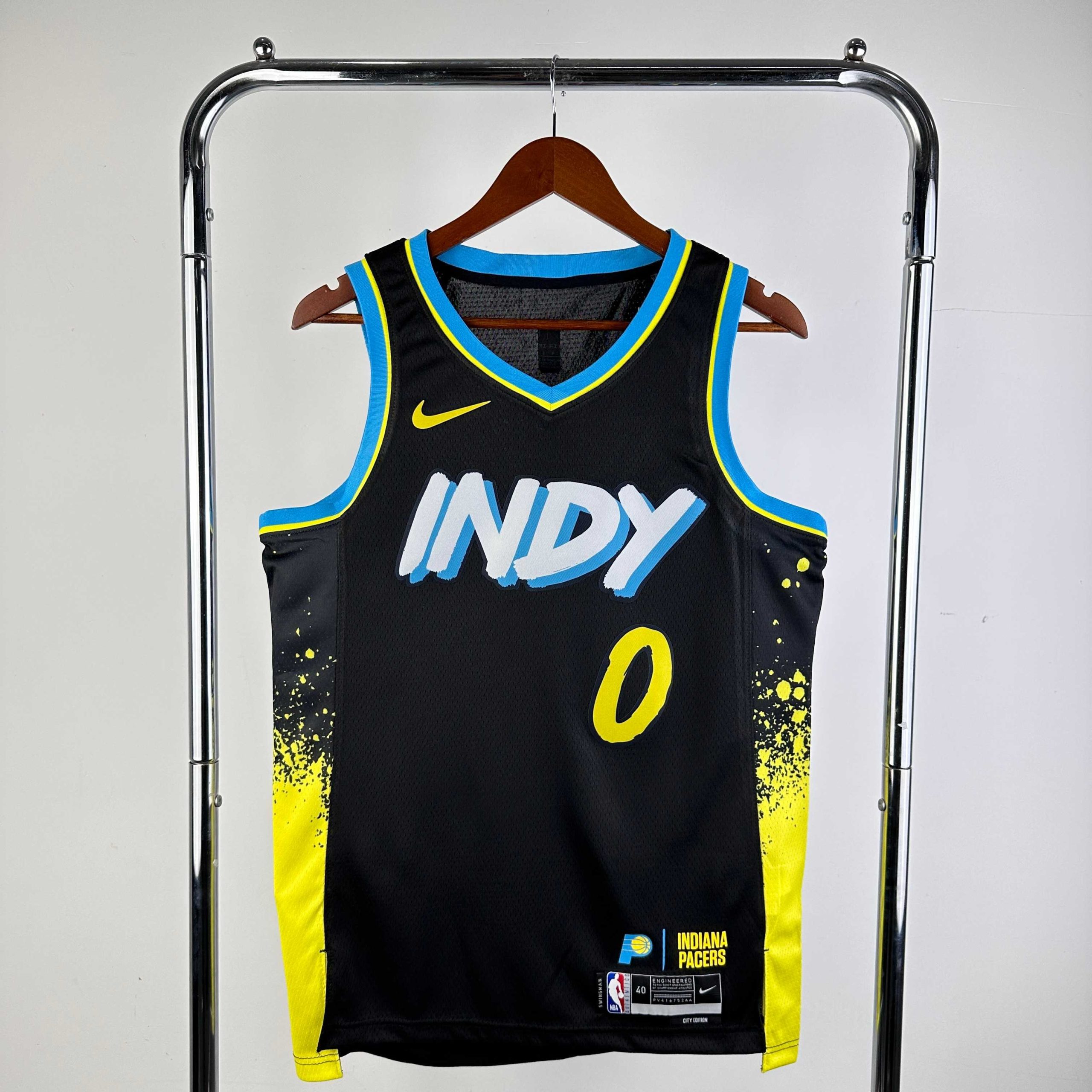 2024 season indiana pacers city edition #0 tyrese haliburton jersey image 1 2024 Season Indiana Pacers City Edition #0 Tyrese Haliburton Jersey - Image 1