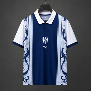 2026/27 Al-Hilal Floral Special Edition Navy Polo Jersey - Front
