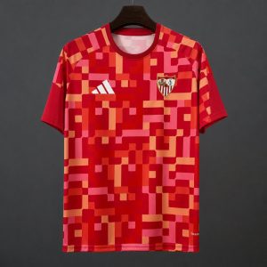 2026/27 Sevilla Training Red Digital Pixel Pattern Jersey - Front