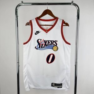 2026 Season Philadelphia 76ers Retro White #0 Tyrese Maxey Jersey - Image 1