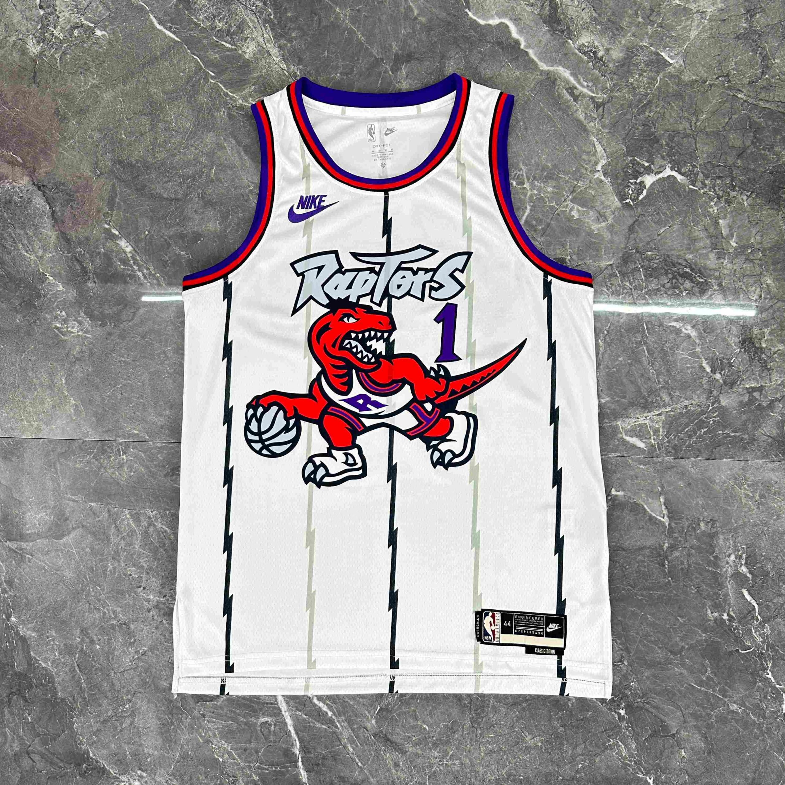 2026 season toronto raptors retro white #1 tracy mcgrady jersey image 1 2026 Season Toronto Raptors Retro White #1 Tracy McGrady Jersey - Image 1