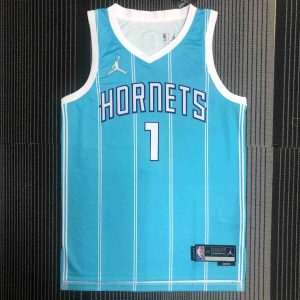 75th Anniversary Charlotte Hornets Blue #1 LaMelo Ball Jersey - Image 1