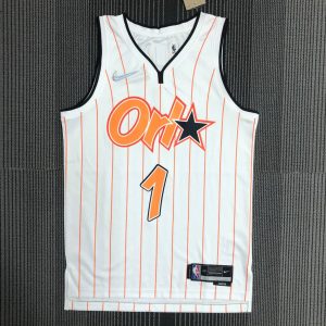 New arrivals 75th Anniversary Orlando Magic White and Orange #1 Tracy McGrady Jersey - Image 1