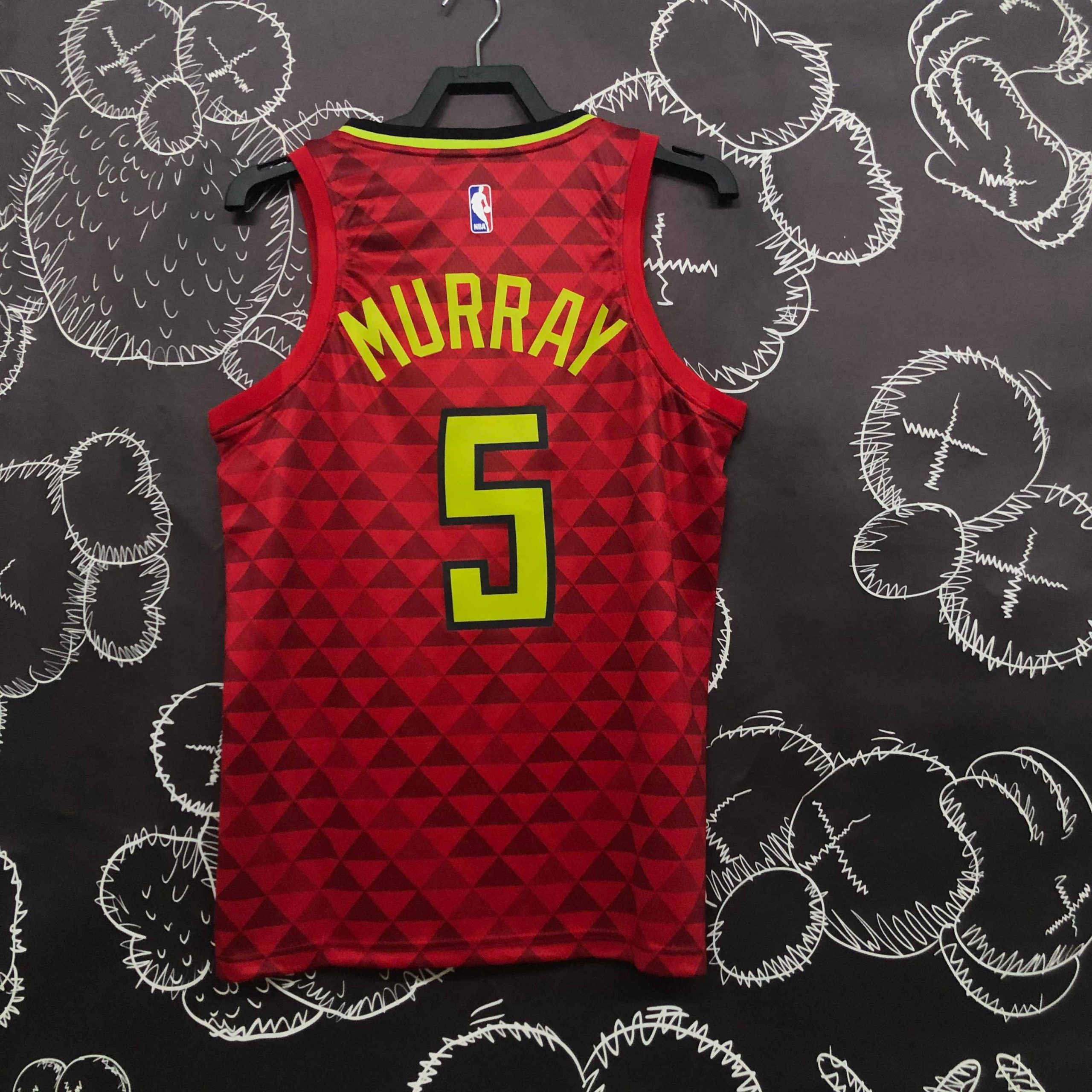 atlanta hawks red checkered #5 dejounte murray jersey image 2 Atlanta Hawks Red Checkered #5 Dejounte Murray Jersey - Image 2