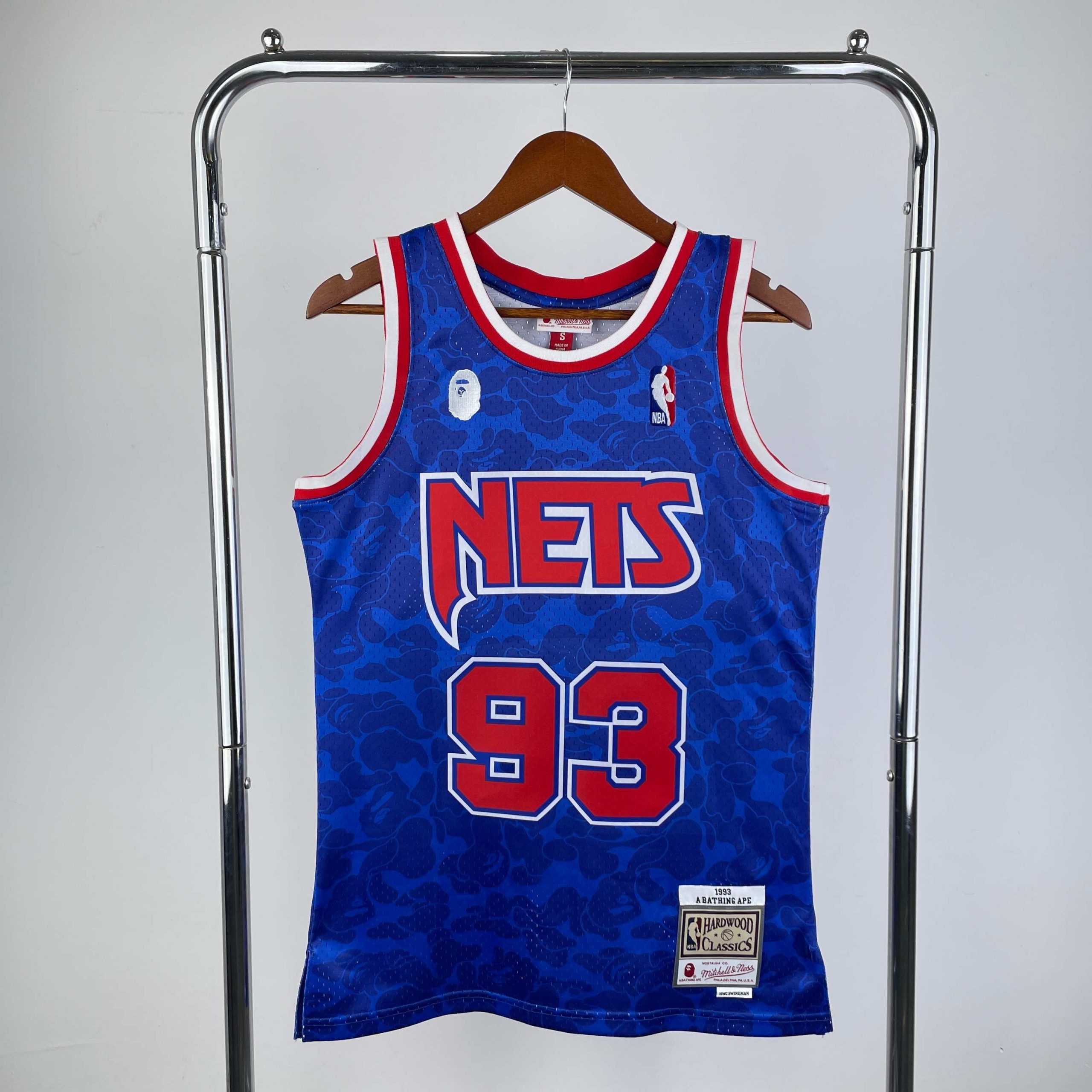 bape x m&n collaboration jersey brooklyn nets blue #93 image 1 BAPE x M&N Collaboration Jersey Brooklyn Nets Blue #93 - Image 1