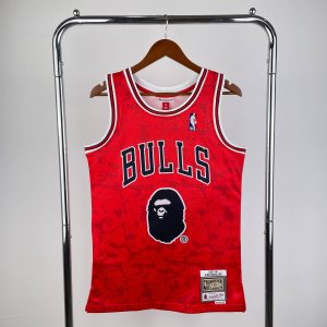 BAPE x M&N Collaboration Jersey Chicago Bulls Ape Head - Image 1