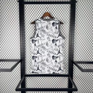 Black and White All-Over Basketball Graphic Jersey - Image 1