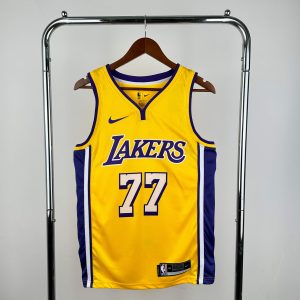 Sale Los Angeles Lakers V-Neck Yellow #77 Luka Doncic Jersey - Image 1