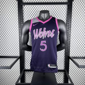 Minnesota Timberwolves Black and Purple #5 Anthony Edwards Jersey - Image 1