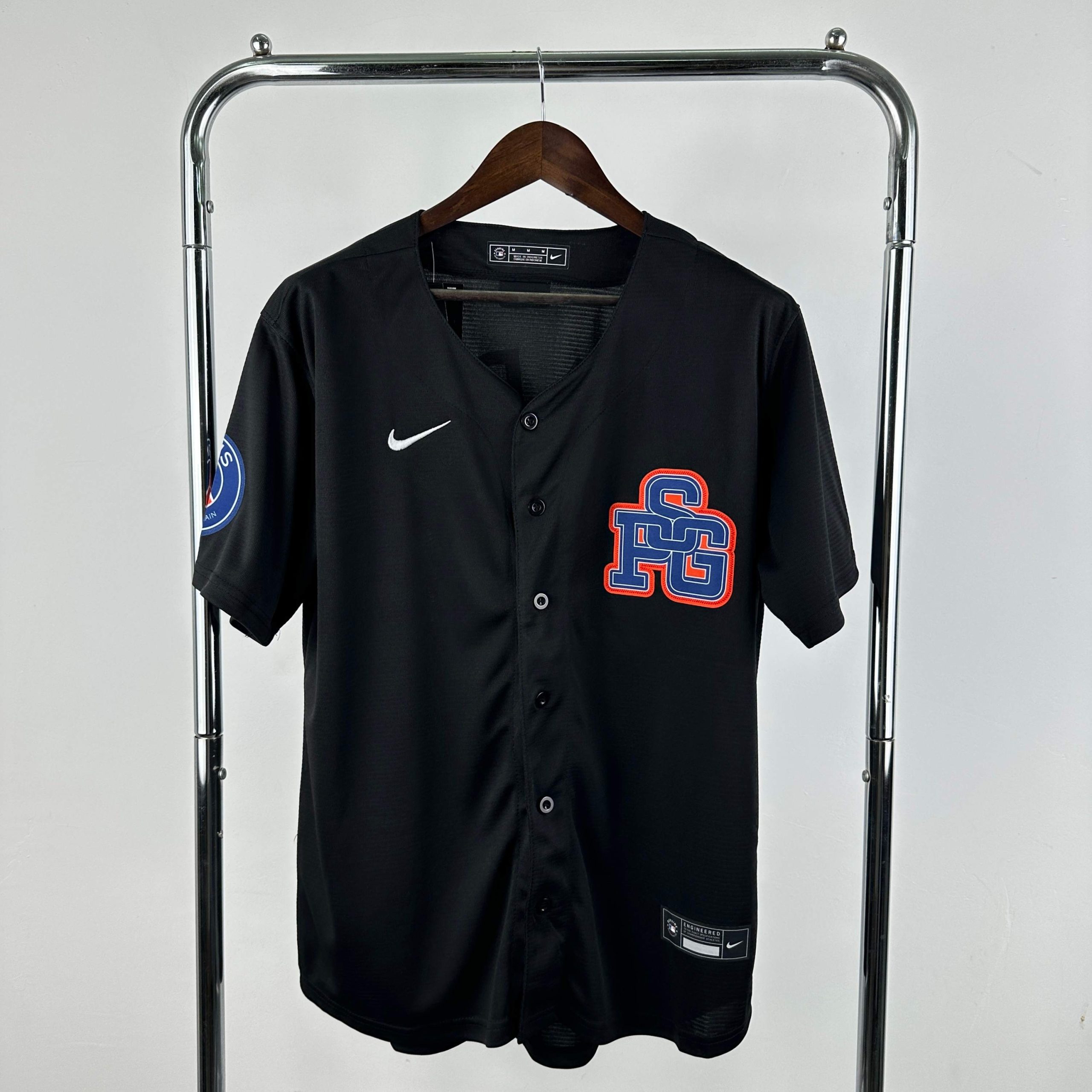 mlb collaboration paris saint germain black jersey image 1 MLB Collaboration Paris Saint-Germain Black Jersey - Image 1