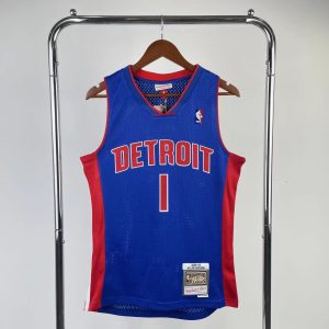 M&N Fan Edition Retro Swingman Jersey Detroit Pistons 2008-09 Season Blue #1 Allen Iverson - Image 1