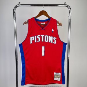 M&N Fan Edition Retro Swingman Jersey Detroit Pistons 2008-09 Season Red #1 Allen Iverson - Image 1
