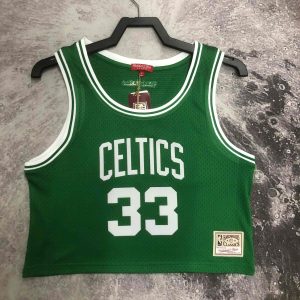 M&N Women's Retro Cropped Jersey Boston Celtics Green #33 Larry Bird - Image 1
