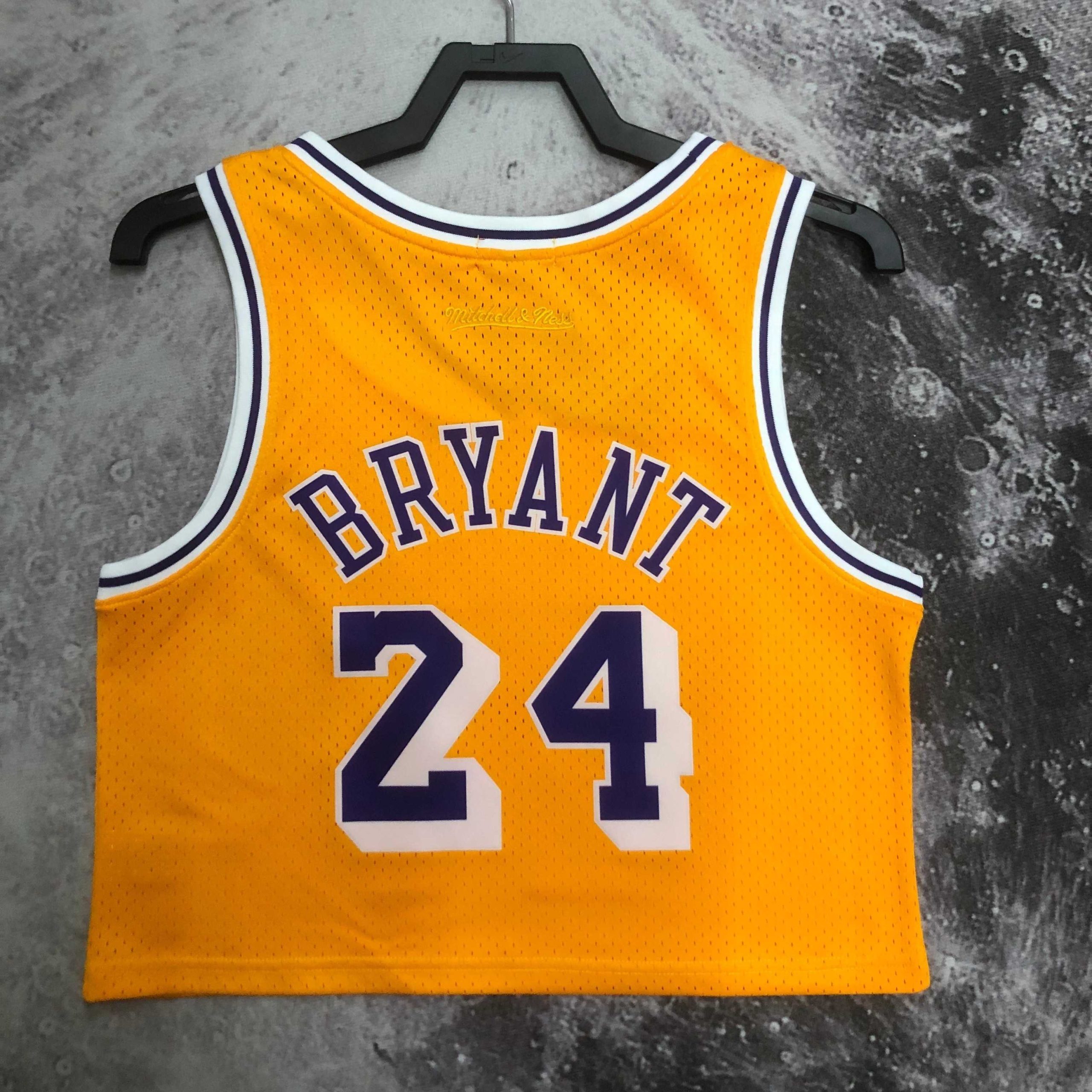 m&n women's retro cropped jersey los angeles lakers yellow #24 kobe bryant image 2 M&N Women's Retro Cropped Jersey Los Angeles Lakers Yellow #24 Kobe Bryant - Image 2