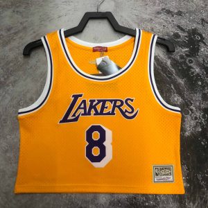 M&N Women's Retro Cropped Jersey Los Angeles Lakers Yellow #8 Kobe Bryant - Image 1