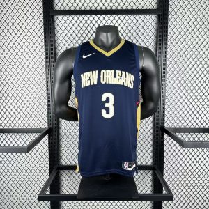 New arrivals New Orleans Pelicans Away Navy Blue #3 Jordan Poole Jersey - Image 1