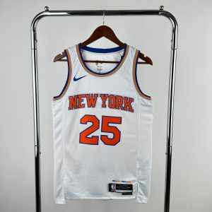 New York Knicks White #25 Mikal Bridges Jersey - Image 1