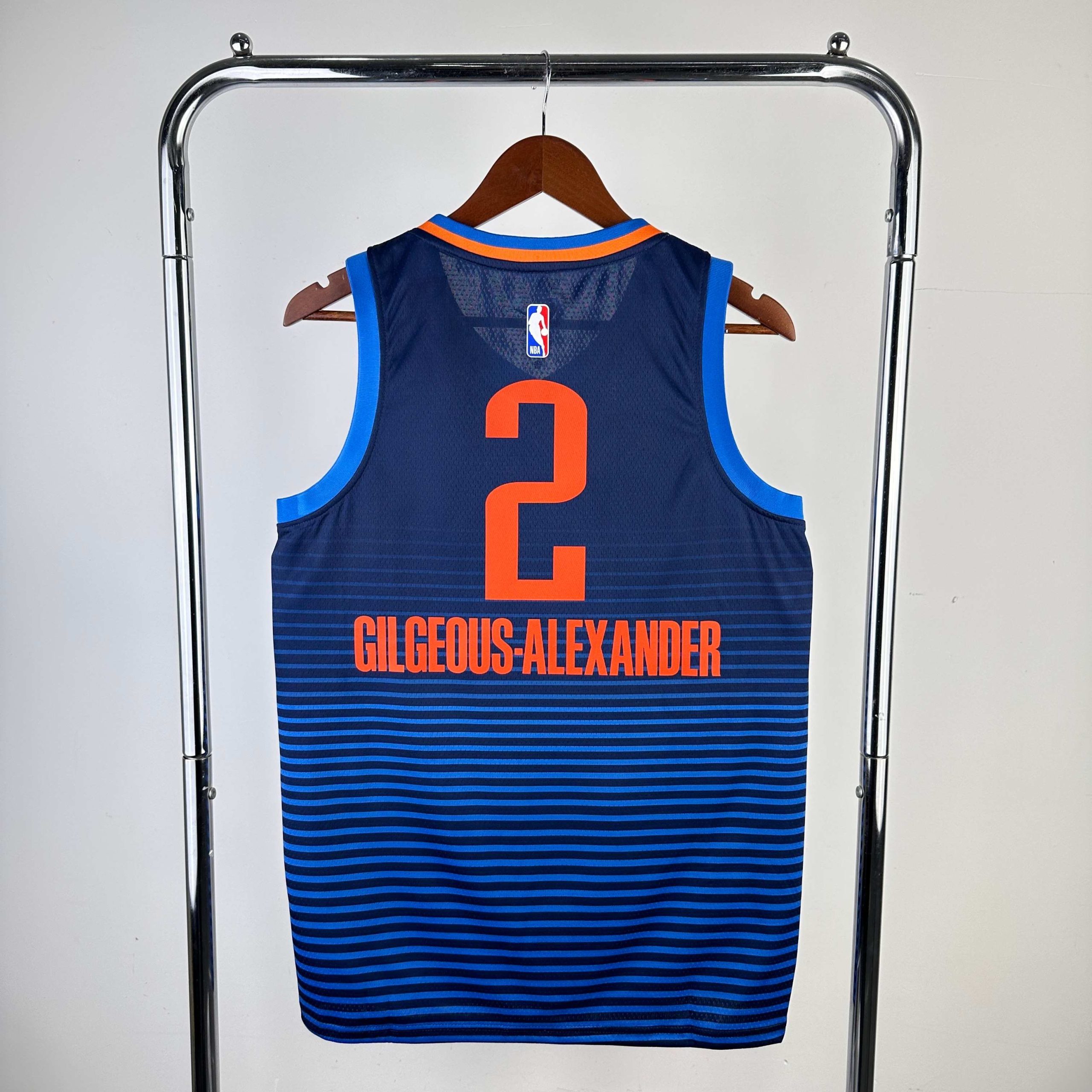 oklahoma city thunder blue pinstripe #2 shai gilgeous alexander jersey image 2 Oklahoma City Thunder Blue Pinstripe #2 Shai Gilgeous-Alexander Jersey - Image 2