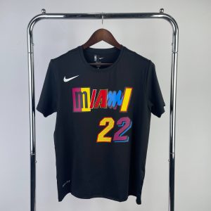 Quick-Dry T-Shirt 2022 Season Miami Heat City Edition Short-Sleeve Shirt #22 Jimmy Butler - Image 1
